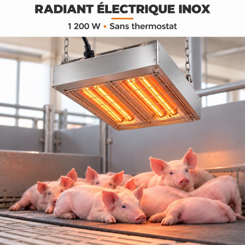 Radiant électrique inox 1200 W sans thermostat