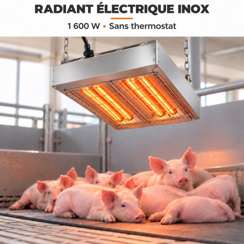 Radiant électrique inox 1600 W sans thermostat