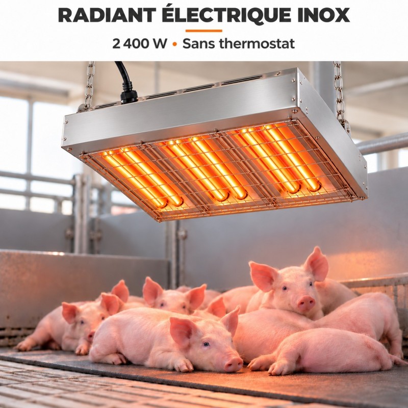 Radiant électrique inox 2400 W sans thermostat