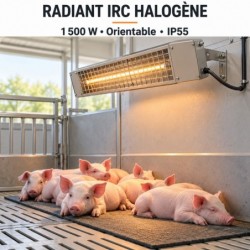 Radiant IRC inox tube halogène 1500W orientable elevage porc