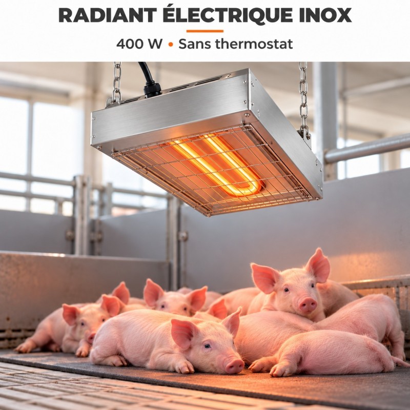Radiant électrique inox 400 W sans thermostat