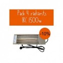 Pack 4 radiants IRC inox 1500W orientable chauffage élevage porc 