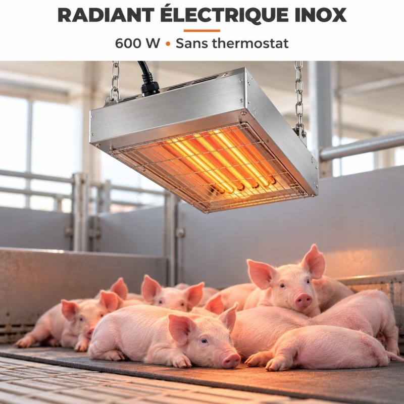 radiant résistances inox 600w chauffage porc