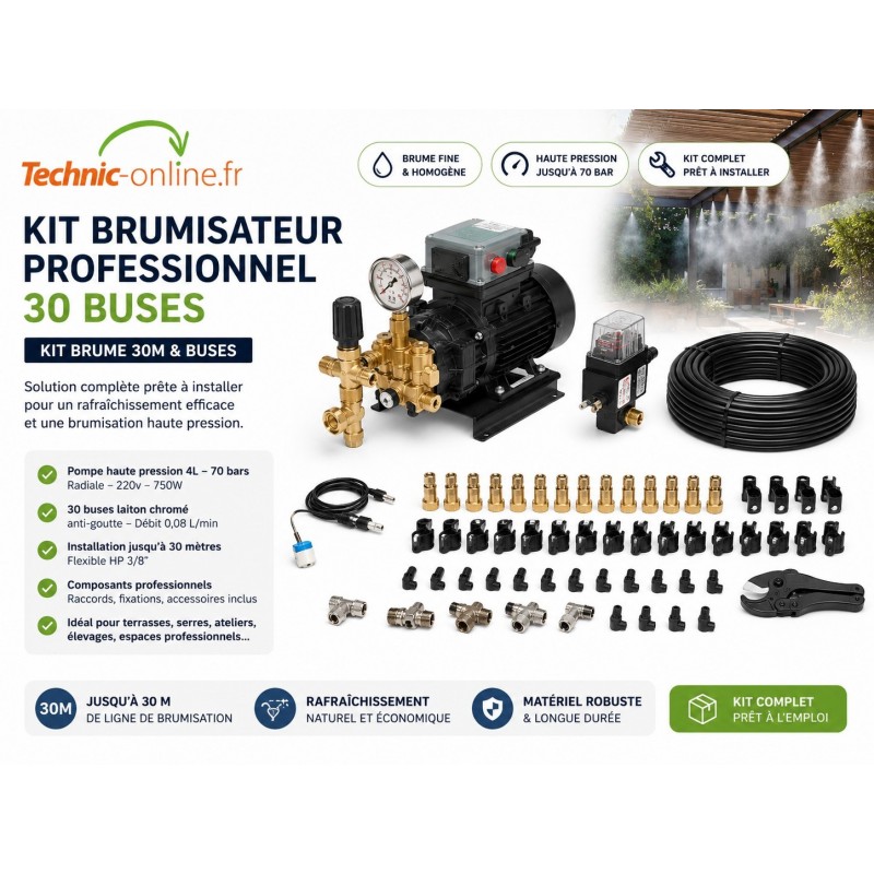 brumisation complet 30 buses haute pression refroidissement elevage
