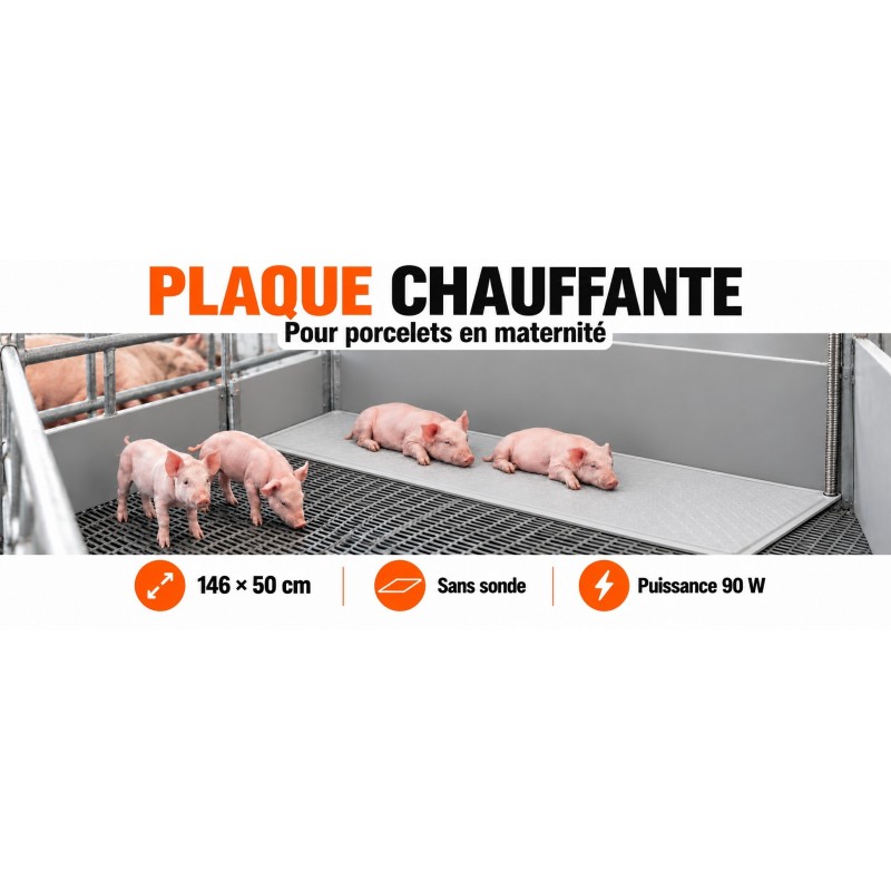 Plaque chauffante porcelets sans sonde 146 × 50 cm