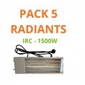 Pack 5 radiants IRC à halogènes 1500W