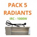 Pack 5 radiants IRC à halogènes 1000W