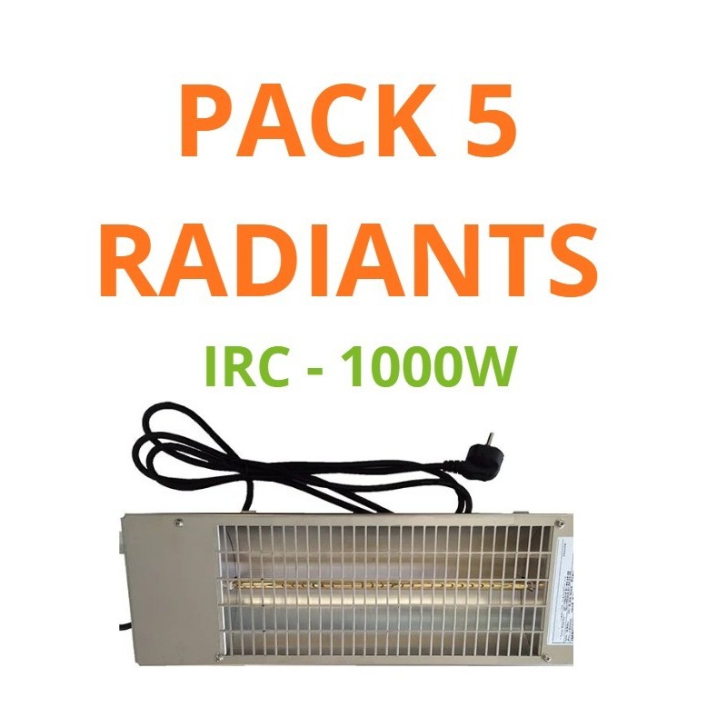 Pack 5 radiants IRC à halogènes 1000W