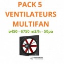 Pack 5 ventilateurs à cadre ø450 mm