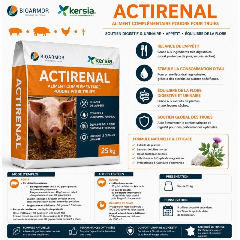 Aliment complémentaire ACTIRENAL Kersia 25KG