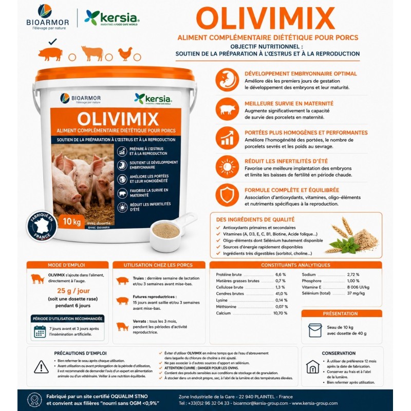 Aliment complémentaire OLIVIMIX Kersia - 15KG