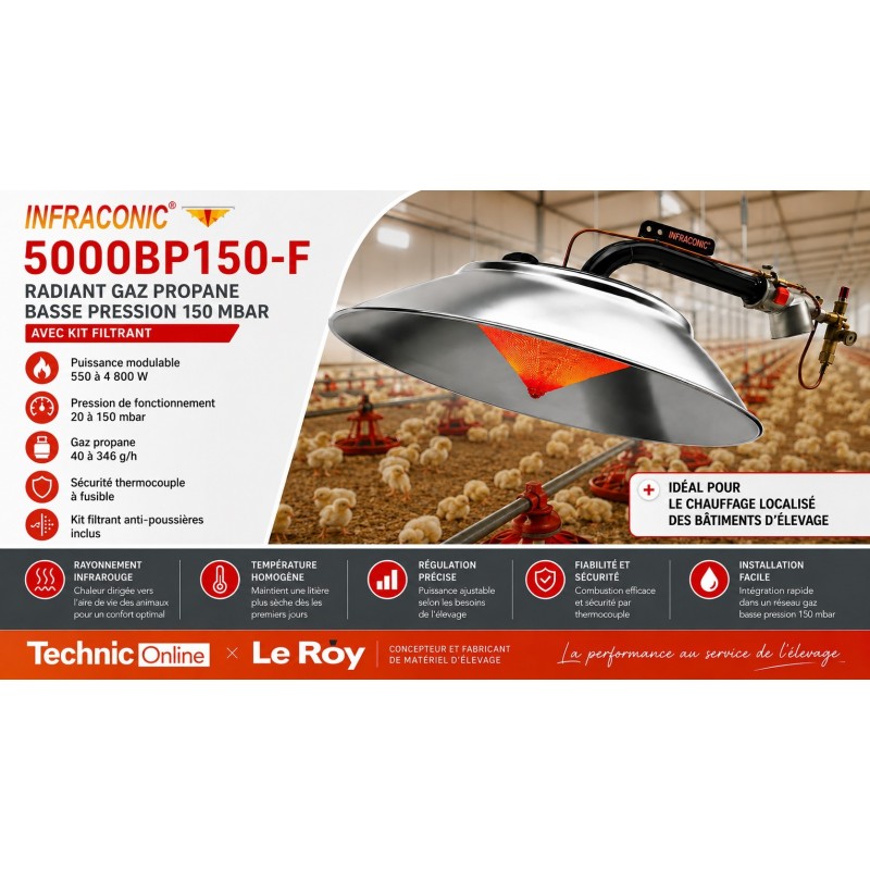 Radiant gaz INFRACONIC 5000BP150 avec kit filtrant