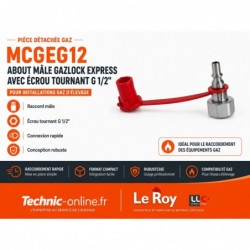 Raccord gaz mâle avec ecrou g 1/2 