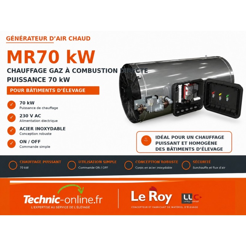 Générateur d’air chaud gaz propane MR70 – 70 kW