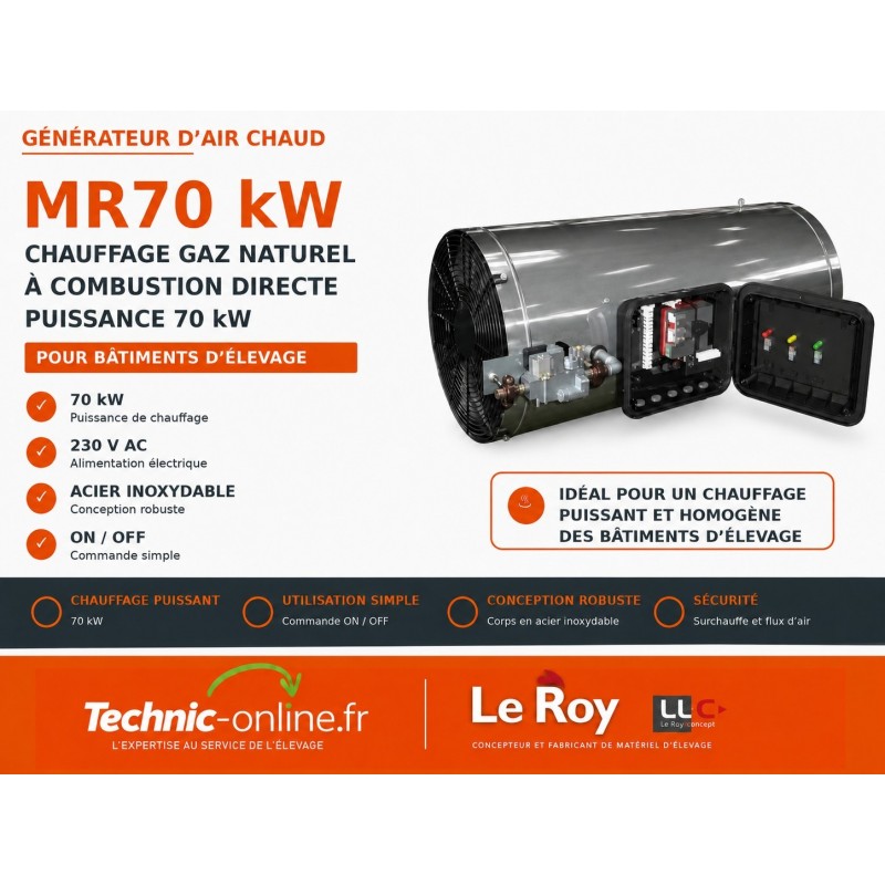 Générateur d’air chaud gaz naturel MR70 – 70 kW