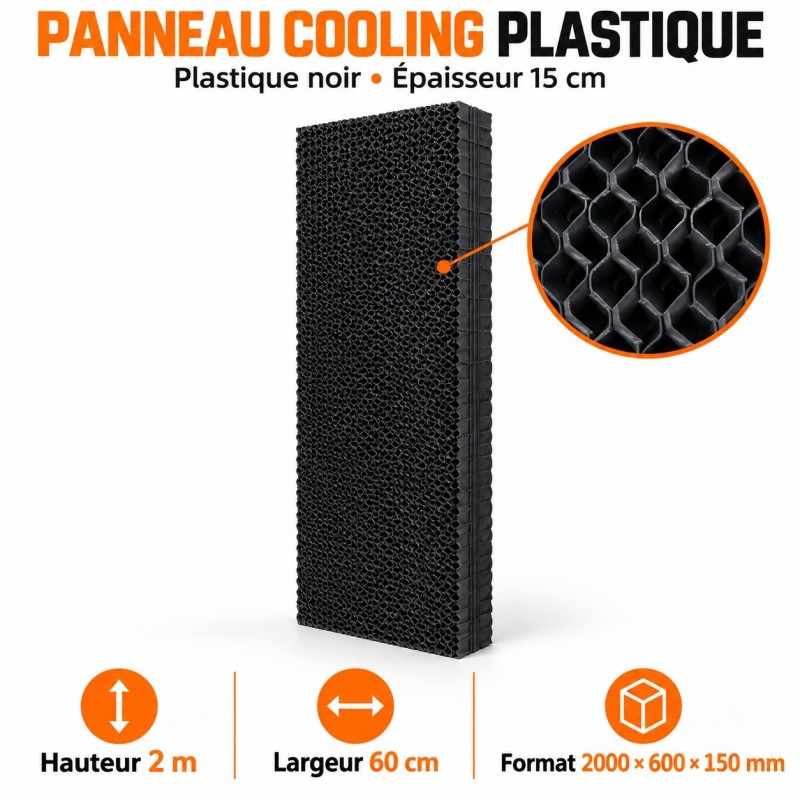 Panneau cooling plastique noir 2000 × 600 × 150 mm